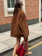 | Retro coat with lapel collar