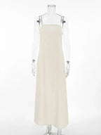 Slip Dress Women Summer Cotton Lined Loose Dresses Sleeveless Thin Straps White Long Dresses Backless Beach Holiday Dresses