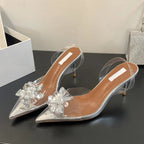 Slingback Pointed Toe Transparent PVC Women Pumps