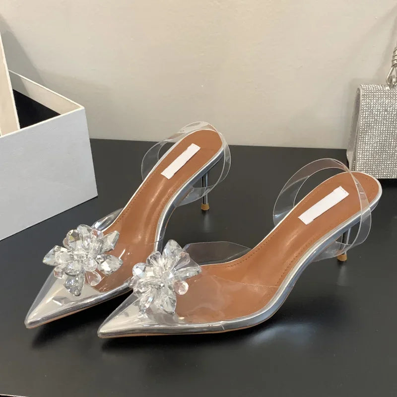 Slingback Pointed Toe Transparent PVC Women Pumps