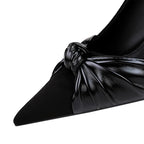 Suede Women Pumps with Bowknot Detail and High Heels for Office Lady Fashion