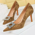 Metal Rhinestone Women Pumps with Kitten High Heels for Luxury Banquets - 7.5 cm