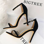 Suede Women Sandals with Stiletto Heels - 11cm and 8cm High Heels