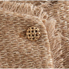 Fashion O-neck Pockets Short Coats For Women Autumn Long Sleeve Single Breasted Tweed Jacket New Chic Cropped Coats Female