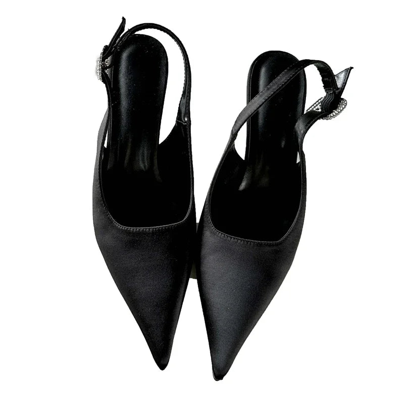 Satin Pointed Toe High Heel Pumps Sandals for Women
