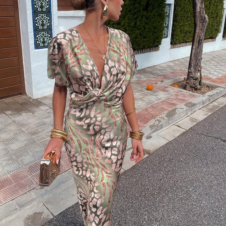 | Twisted V-Neck Maxi Dress