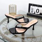 Patent leather high-heeled flip flops for women in summer