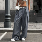 Y2k Lace Patchwork Waist Pants Women Baggy Casual Korean Fashion Office Oversize Trousers Basic Old Money Pantalones