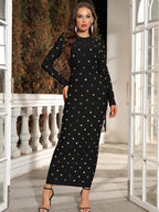 Tatiana Long Sleeve Bandage Maxi Dress with Embellishments