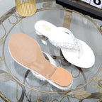 Clip Toe Low Heel Rhinestone Women's Slippers for Summer Wear