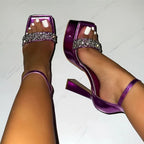 Silver Green Ankle Strap Sandals for Women