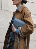 Woman Casual Long Trench Coats Khaki Plaid Lined Lapel Single Breasted Jacket With Pocket 2024 Autumn Chic Lady Commute Outwear