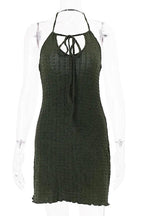 Backless Sleeveless Mini Dress with Lace-Up Hollow Out
