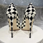 Diamond Crocodile Effect Women Pointy Toe High Heel Shoes
