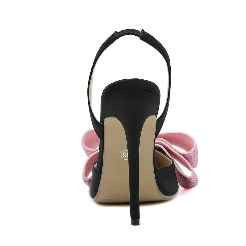 Butterfly-knot Women Pumps with Ankle Strap and Thin Heels