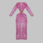 Climb To New Heights Long Sleeve Cutout Sequin Maxi Dress