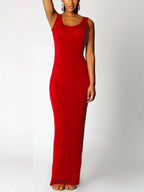 Scoop Neck Tank Strap Sleeveless Bodycon Maxi Dress