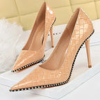 Sexy Party Rivet Woman Pumps - High Heels Stiletto in Pu Leather