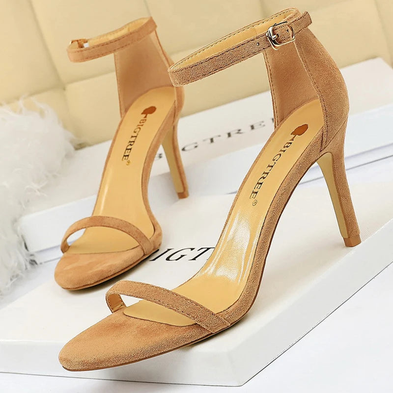 Suede Hollow High Heel Stiletto Sandals for Women