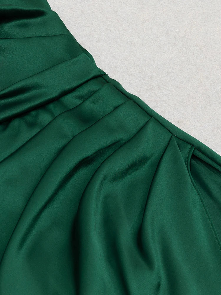 Giovanna Halter Satin Gown Dress with High Slit