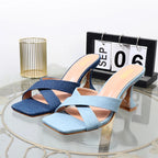 Autumn high-heeled open-toe slippers with horseshoe heels and sandals