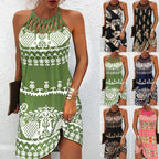 Amparo Chic Printed Dress with Halters Statement Occasion Edit