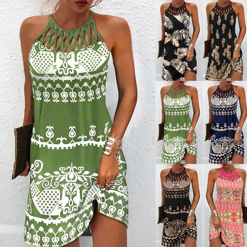Marianela Elevated Printed Dress with Halters Everyday Luxe Edit