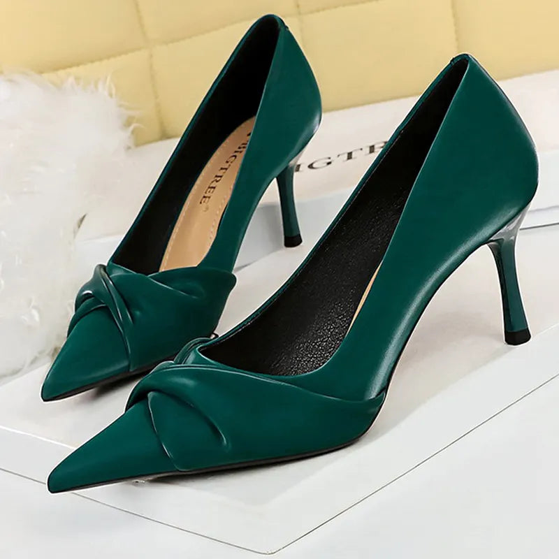 Designer Bow-knot High Heels for Elegant Banquets