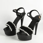 Crystal Pleated Designer Sandals for Elegant Women Party Wedding Fashion