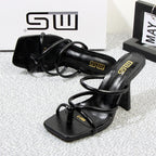 Summer square toe stiletto sandals slippers with a graceful design, featuring a 10cm heel height.