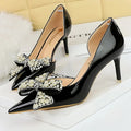 Bowknot Kitten Heels Patent Leather Women Pumps Shoes