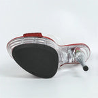 Transparent PVC Women Slippers with Crystal Flower Platform and Super High Heels