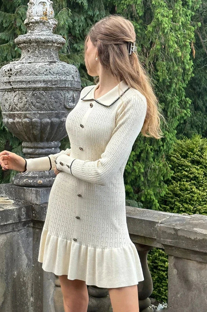 Elegant Slim Fit Mini Dress with Long Sleeves