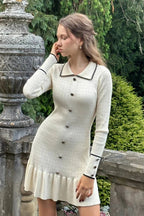 Elegant Slim Fit Mini Dress with Long Sleeves