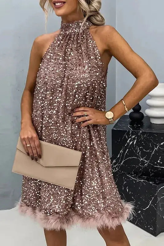 Glitter A-Line Mini Dress