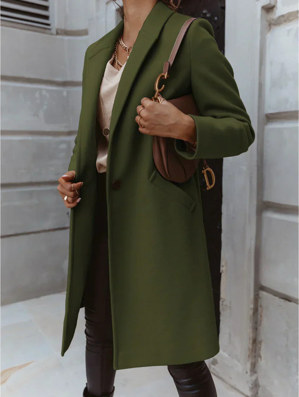 | Women's Double-Breasted Long Coat