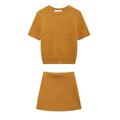 New Solid Knitted Skirts Sets Women O Neck Short Sleeve Crop Top+Mini Skirt Suits Streetwear Fashion Elegant Sexy Two-piece Set
