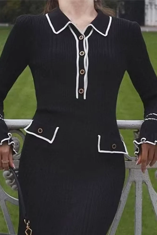 Elegant Long Sleeve Mini Dress with High Waist