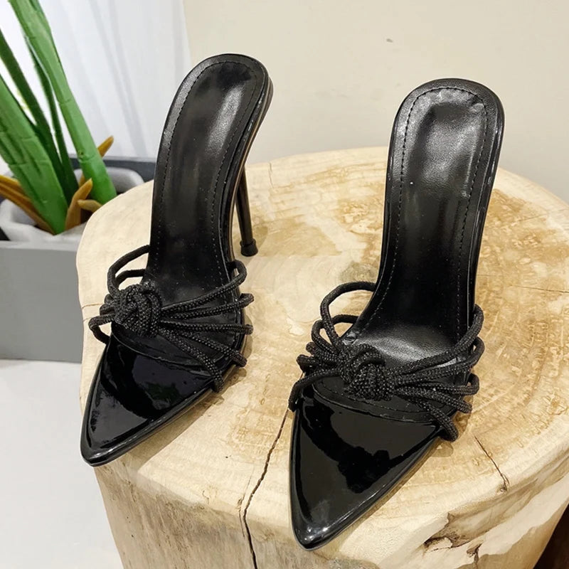 Sexy Pointed Toe Thin High Heels Pumps with Rhinestone Detail for Summer