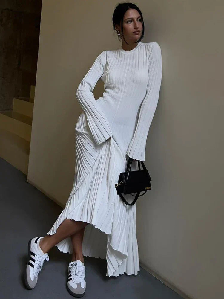 Diana Timeless Knitted Dress with Lacing Elevated Occasion Wear