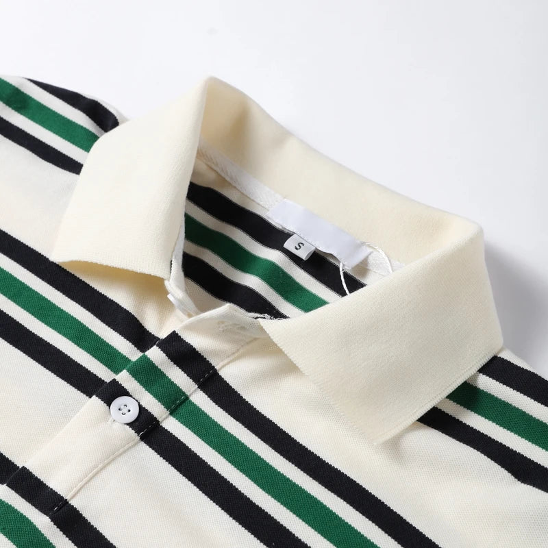 Vintage Stripe Basic Women's T-shirt Casual Long Sleeve Female All Match Polo Shirt Spring New Ladies Loose Tops High Street