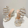 Summer Metal Fretwork Heels Gladiator Sandals for Women
