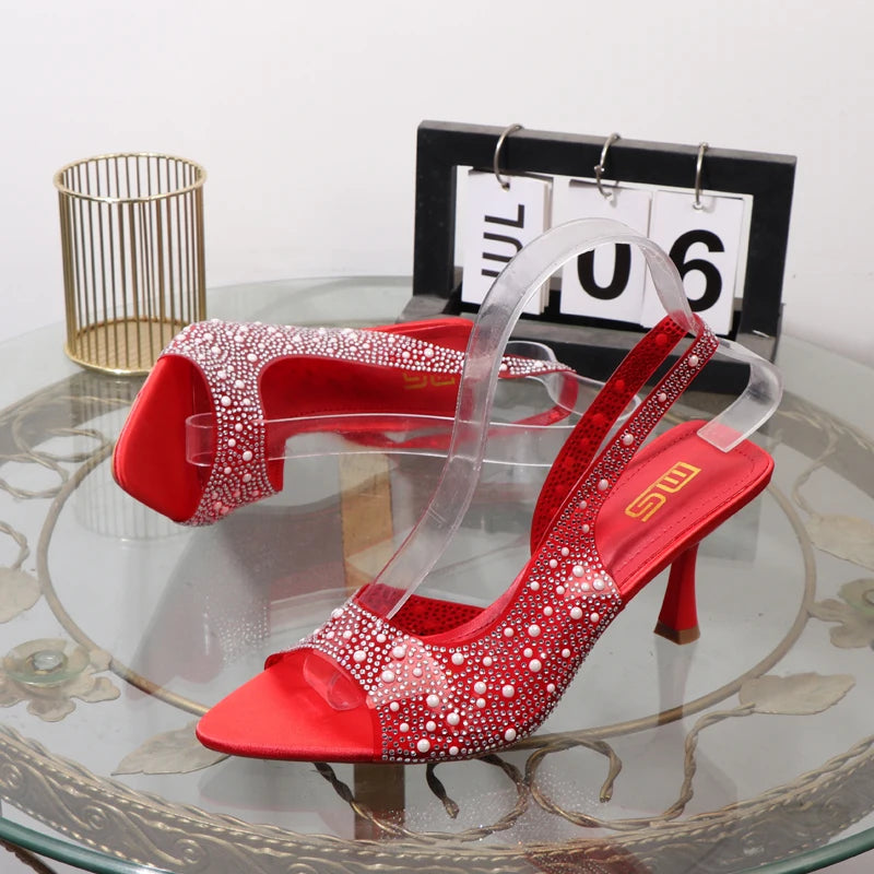 Transparent rhinestone open toe summer sandals for women