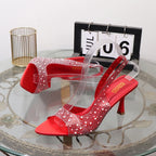 Transparent rhinestone open toe summer sandals for women