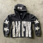 Patchwork Letter Pullover Hoodie