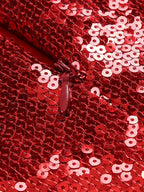 Odalys One Shoulder Red Sequin Mini Dress with 3D Flowers