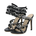 Crystal Gemstone Pendant Ankle Strap Sandals