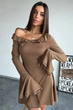 Slim Flare Sleeve Mini Dress