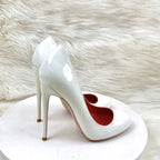 White Patent Slip On High Heels for Women