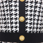 Julien Houndstooth Dress with Gold Buttons
